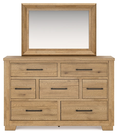 Galliden California King Panel Bed with Mirrored Dresser