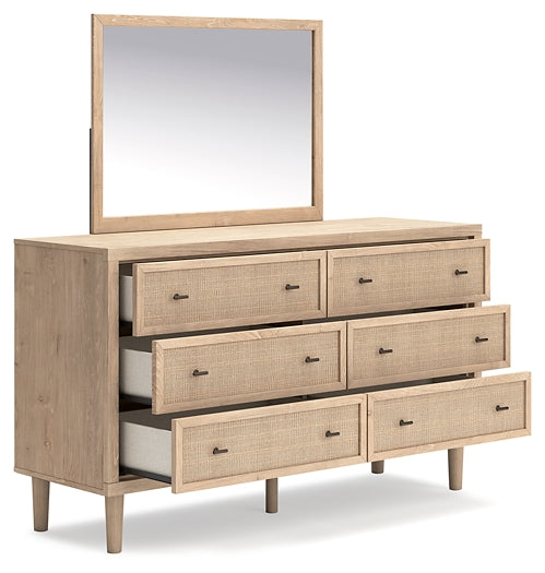 Cielden Queen Panel Headboard with Mirrored Dresser, Chest and Nightstand