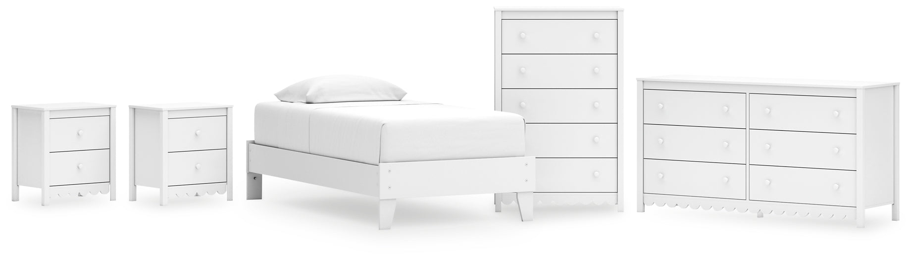 Ashley Express - Hallityn Twin Platform Bed with Dresser, Chest and 2 Nightstands