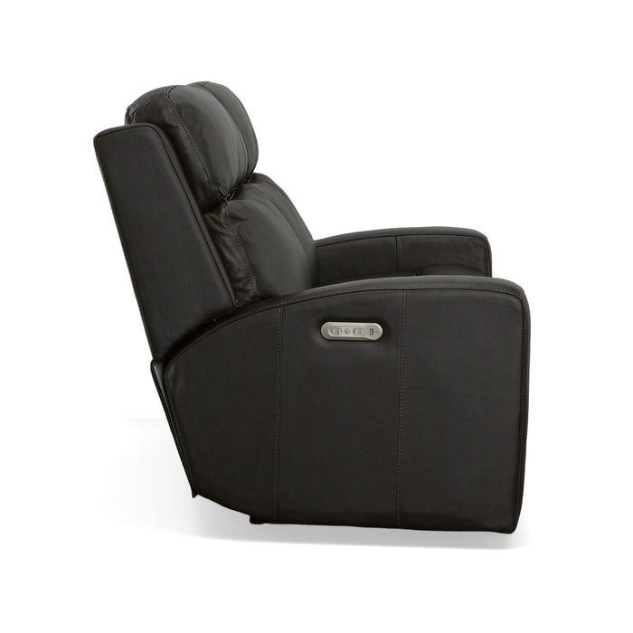 Cody Shadow Leather Power Reclining Loveseat with Power Headrests