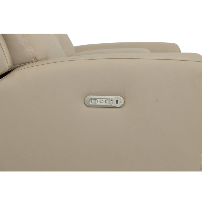 Jarvis Parchment Leather Power Reclining Loveseat with Console & Power Headrests