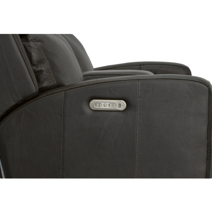 Cody Shadow Leather Power Reclining Loveseat with Console & Power Headrests