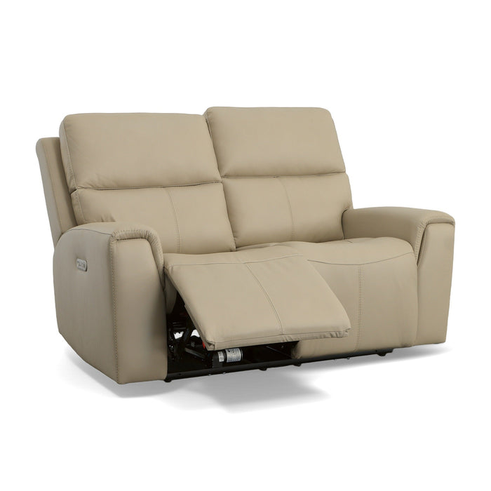 Jarvis Parchment Leather Power Reclining Loveseat with Power Headrests