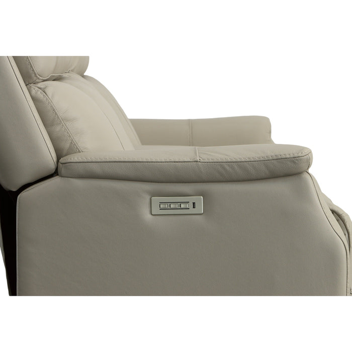 Easton Dove Leather Power Reclining Loveseat with Console, Power Headrests & Lumbar