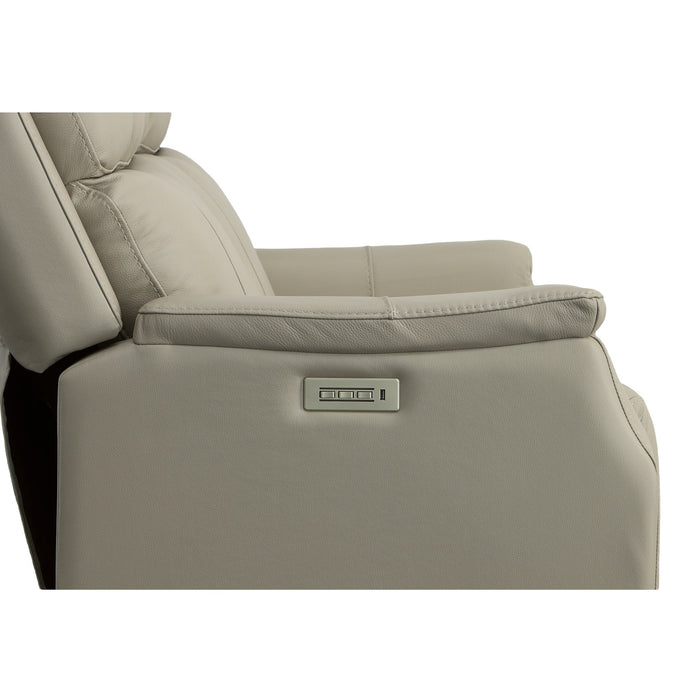 Easton Dove Leather Power Reclining Loveseat with Power Headrests & Lumbar