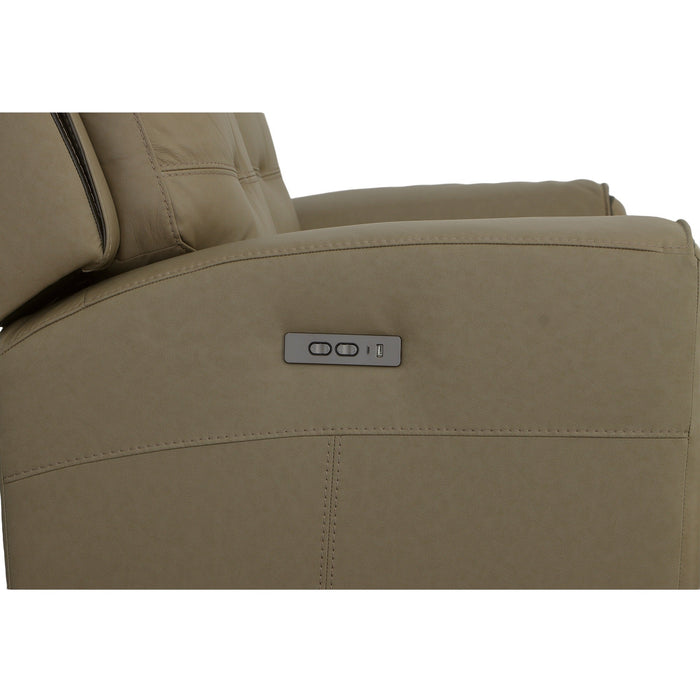 Iris Khaki Leather Power Reclining Loveseat with Power Headrests