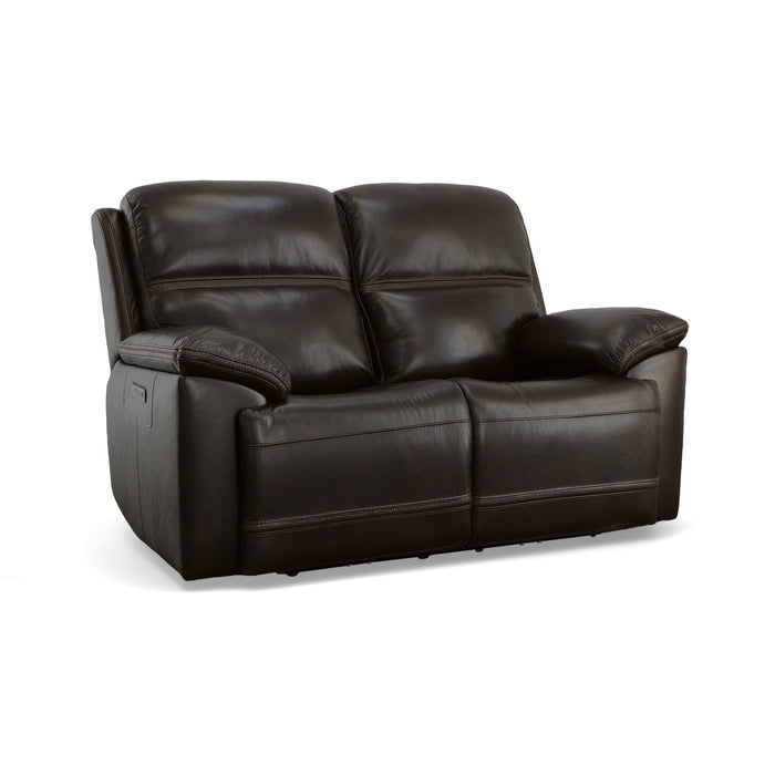 Jackson Dark Brown Leather Power Reclining Loveseat with Power Headrests