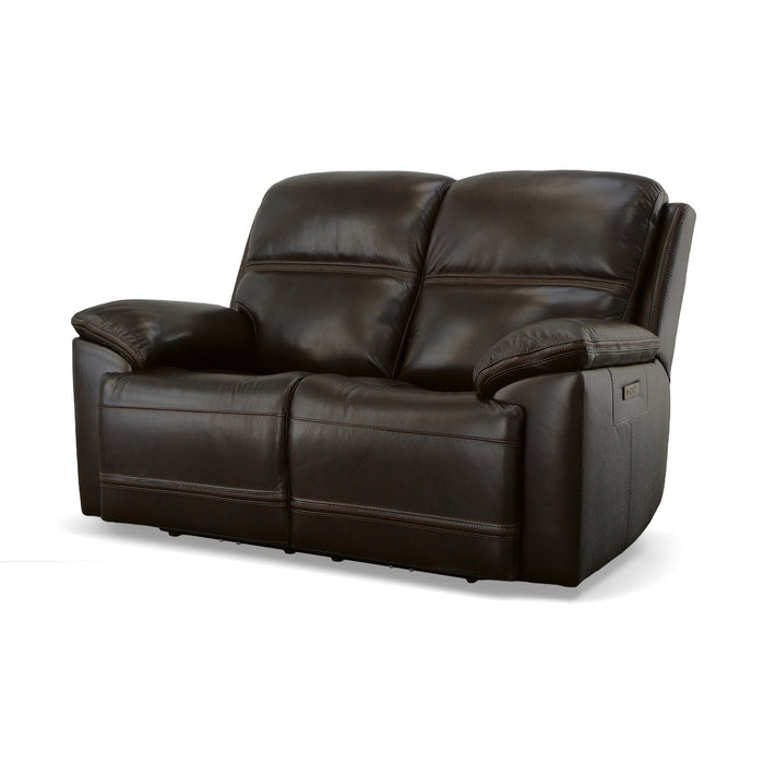 Jackson Dark Brown Leather Power Reclining Loveseat with Power Headrests