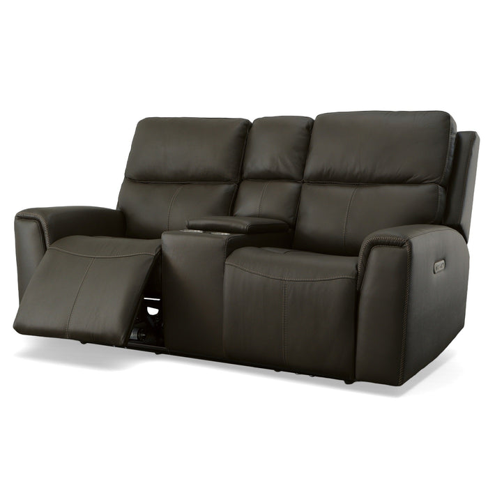 Jarvis Mica Leather Power Reclining Loveseat with Console & Power Headrests