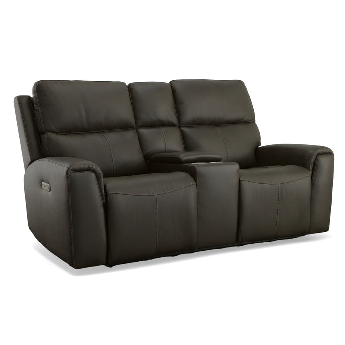 Jarvis Mica Leather Power Reclining Loveseat with Console & Power Headrests