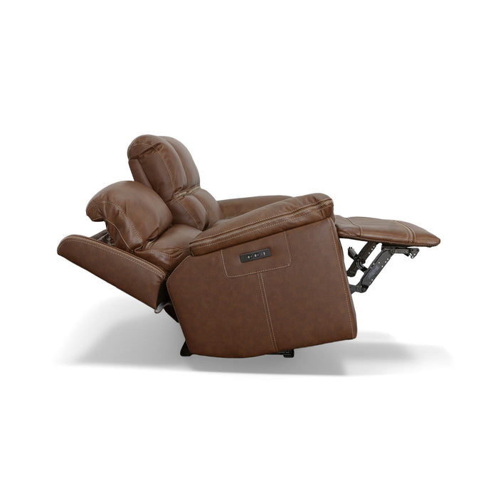 Jackson Whiskey Leather Power Reclining Loveseat with Console & Power Headrests