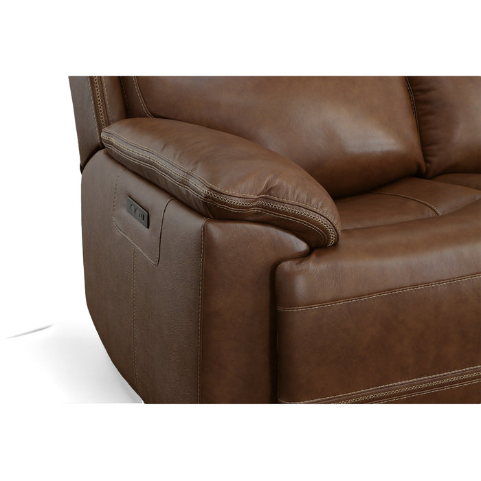 Jackson Whiskey Leather Power Reclining Loveseat with Power Headrests