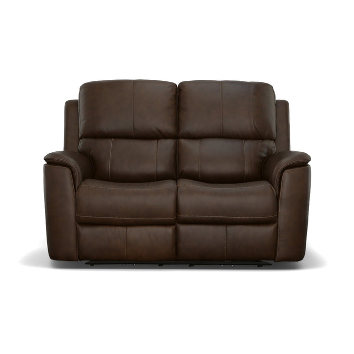 Henry Burnt Umber Leather Power Reclining Loveseat with Power Headrests & Lumbar