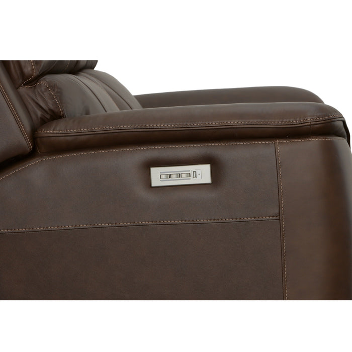 Henry Burnt Umber Leather Power Reclining Loveseat with Power Headrests & Lumbar