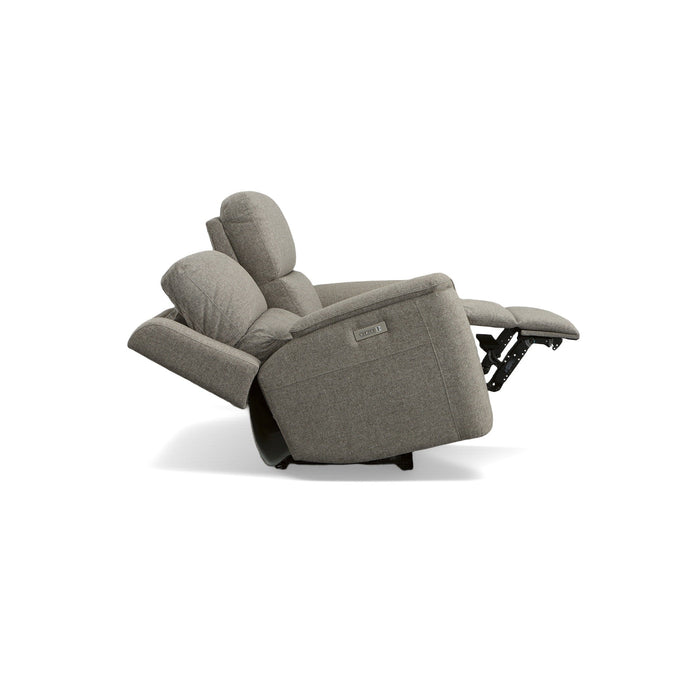 Henry Fog Fabric Power Reclining Loveseat with Power Headrests & Lumbar