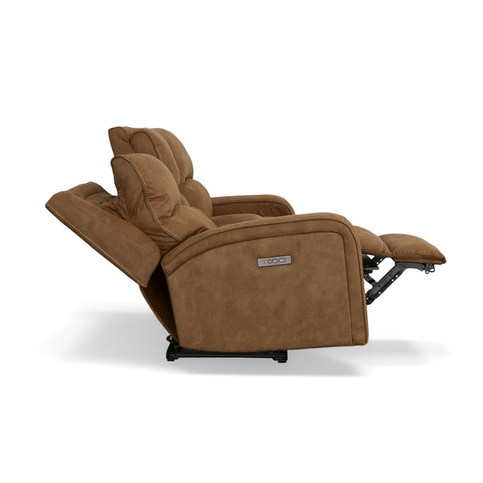 Nirvana Cocoa Fabric Power Reclining Loveseat with Console & Power Headrests