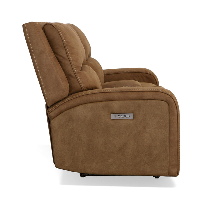 Nirvana Cocoa Fabric Power Reclining Loveseat with Console & Power Headrests