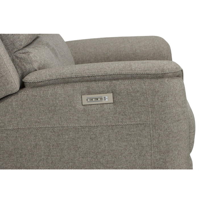 Henry Fog Fabric Power Reclining Loveseat with Power Headrests & Lumbar