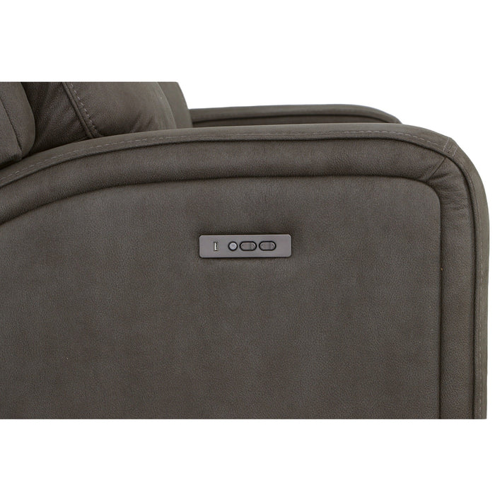 Nirvana Flint Fabric Power Reclining Loveseat with Console & Power Headrests