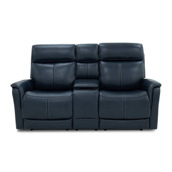 View Leather Power Reclining Loveseat with Console, Power Headrests & Lumbar