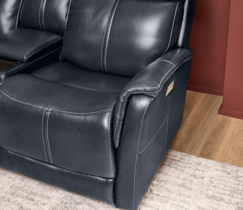 View Leather Power Reclining Loveseat with Console, Power Headrests & Lumbar