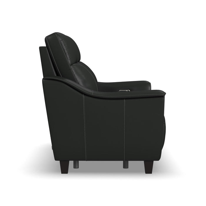 Walter Coal Leather Power Reclining Loveseat with Power Headrests