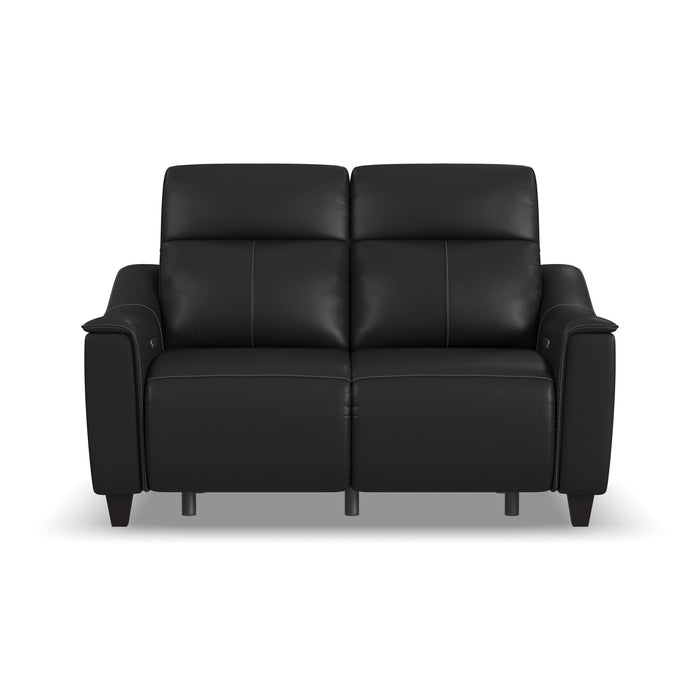 Walter Coal Leather Power Reclining Loveseat with Power Headrests