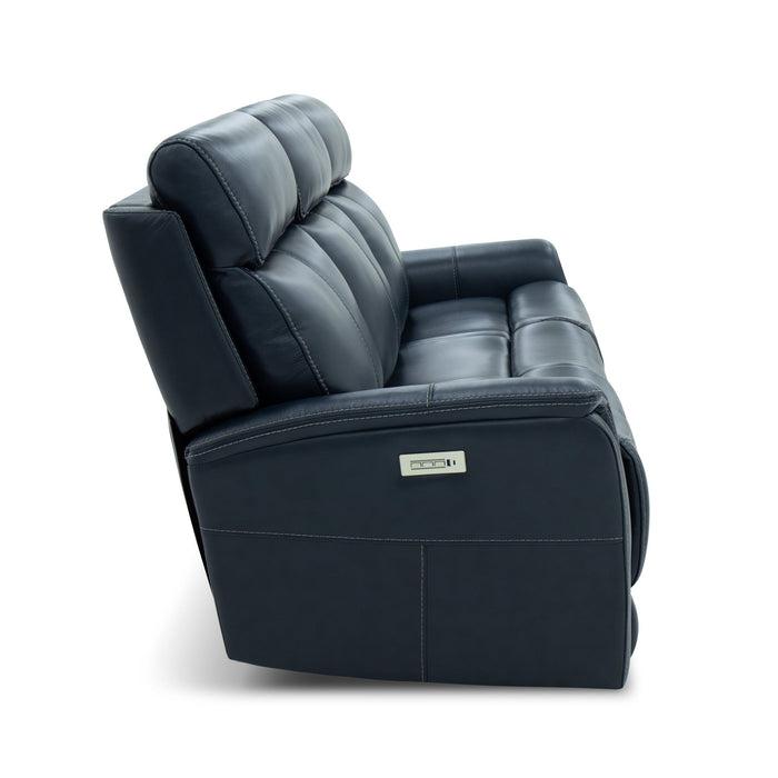 View Leather Power Reclining Loveseat with Console, Power Headrests & Lumbar