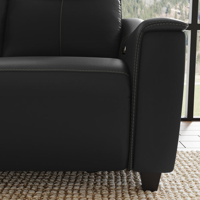 Walter Coal Leather Power Reclining Loveseat with Console & Power Headrests