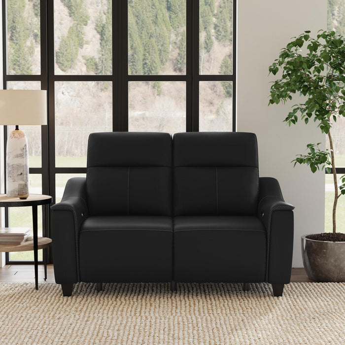 Walter Coal Leather Power Reclining Loveseat with Power Headrests