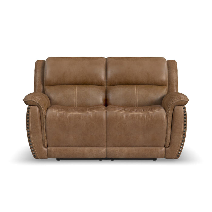 Beau Silt Fabric Power Reclining Loveseat with Power Headrests