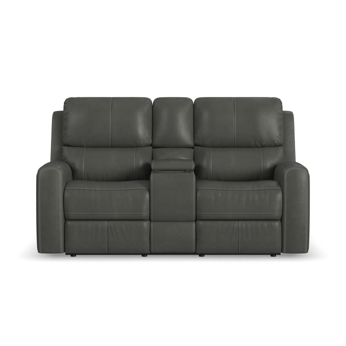 Linden Leather Power Reclining Loveseat with Console & Power Headrests & Lumbar