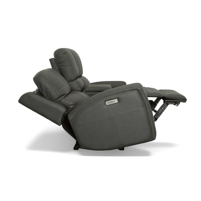 Linden Leather Power Reclining Loveseat with Console & Power Headrests & Lumbar