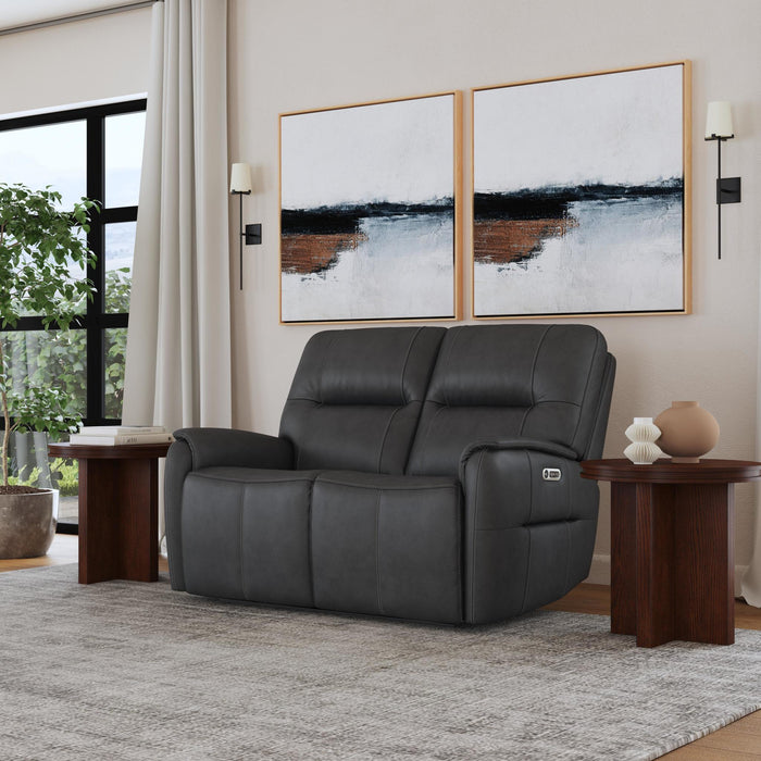 Wilson Thunder Leather Power Reclining Loveseat with Power Headrests