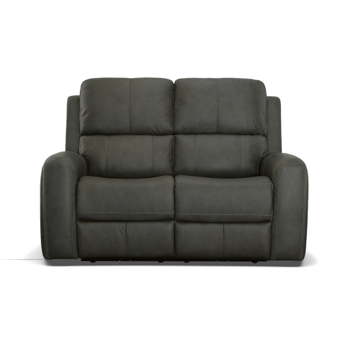 Linden Leather Power Reclining Loveseat with Power Headrests & Lumbar