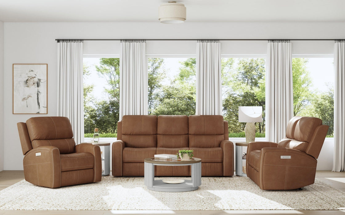 Linden Leather Power Reclining Loveseat with Power Headrests & Lumbar