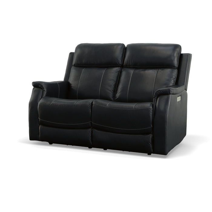 Easton Ocean Leather Power Reclining Loveseat with Power Headrests & Lumbar