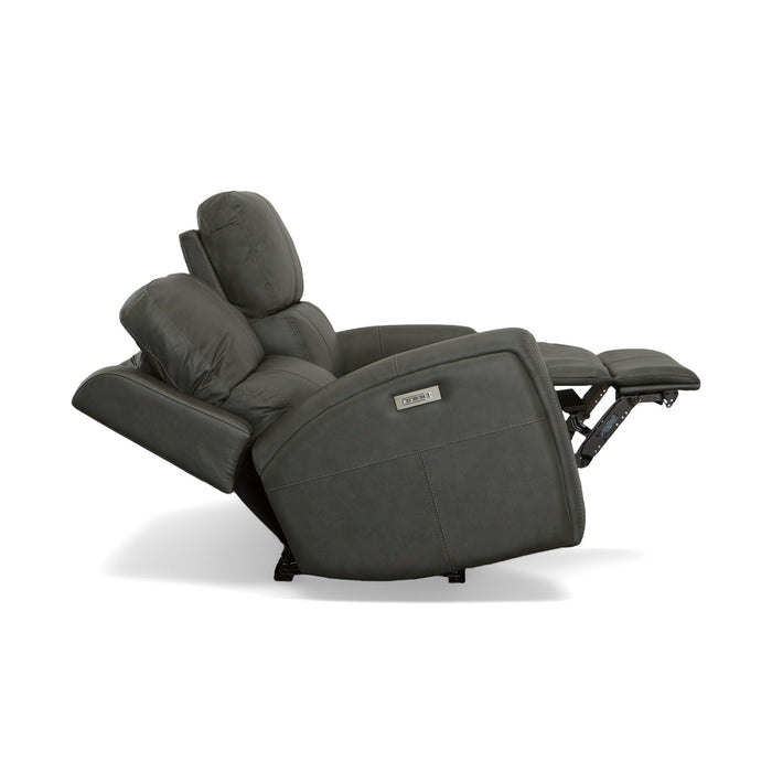 Linden Leather Power Reclining Loveseat with Power Headrests & Lumbar