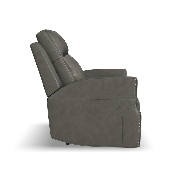 Maxwell Cinder Leather Power Reclining Loveseat with Power Headrests and Lumbar