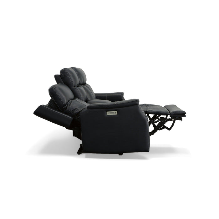 Easton Ocean Leather Power Reclining Loveseat with Console, Power Headrests & Lumbar