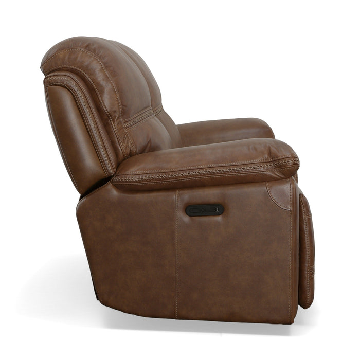 Fenwick Cognac Leather Power Reclining Loveseat with Power Headrests