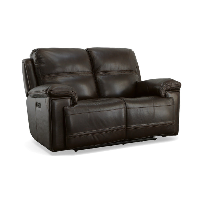 Fenwick Dark Chocolate Leather Power Reclining Loveseat with Power Headrests