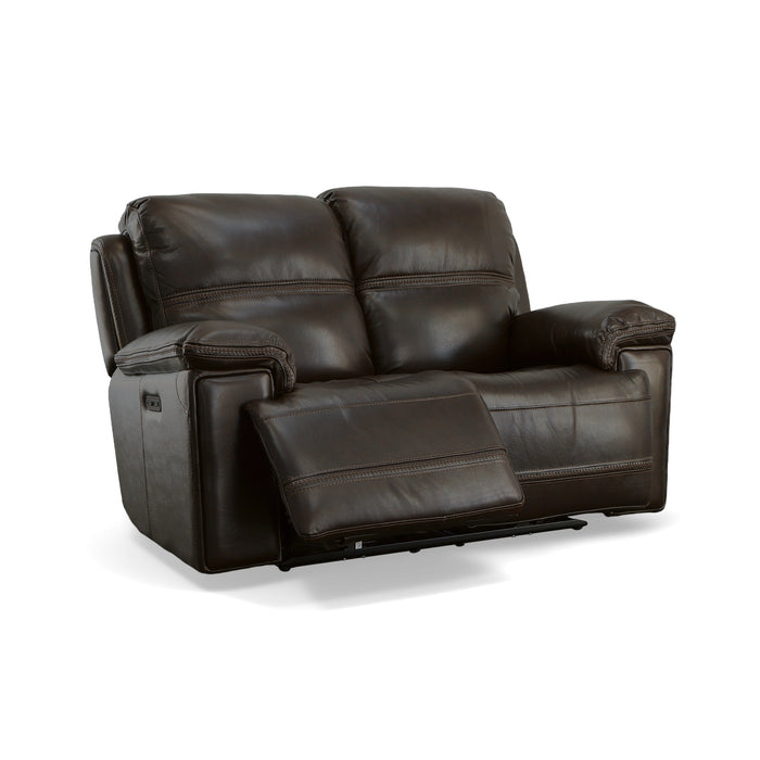 Fenwick Dark Chocolate Leather Power Reclining Loveseat with Power Headrests