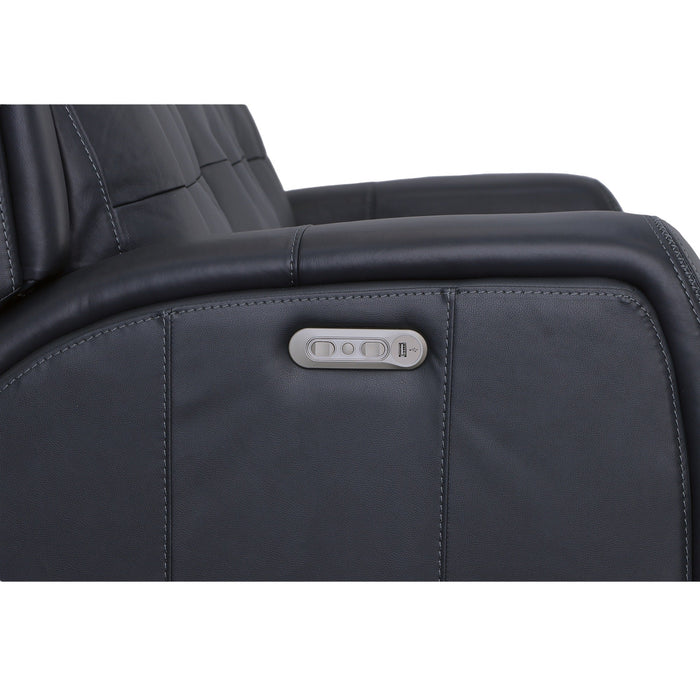 Grant Denim Leather Power Reclining Sofa with Power Headrests