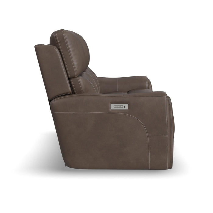 Carter Cappuccino Fabric Power Reclining Sofa with Console & Power Headrests & Lumbar