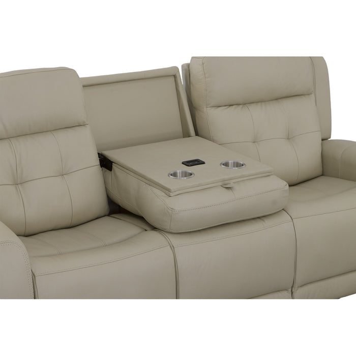 Grant Ivory Leather Power Reclining Sofa with Power Headrests