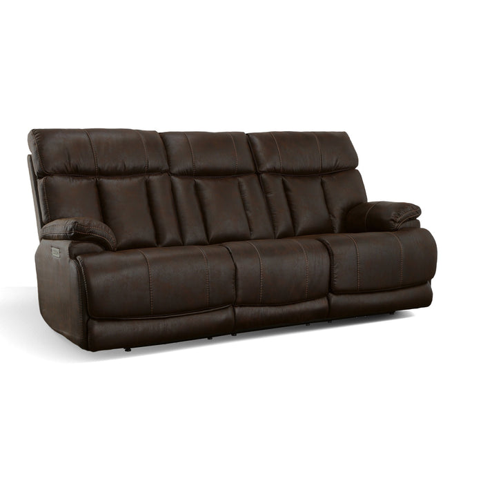 Clive Clove Fabric Power Reclining Sofa with Power Headrests & Lumbar