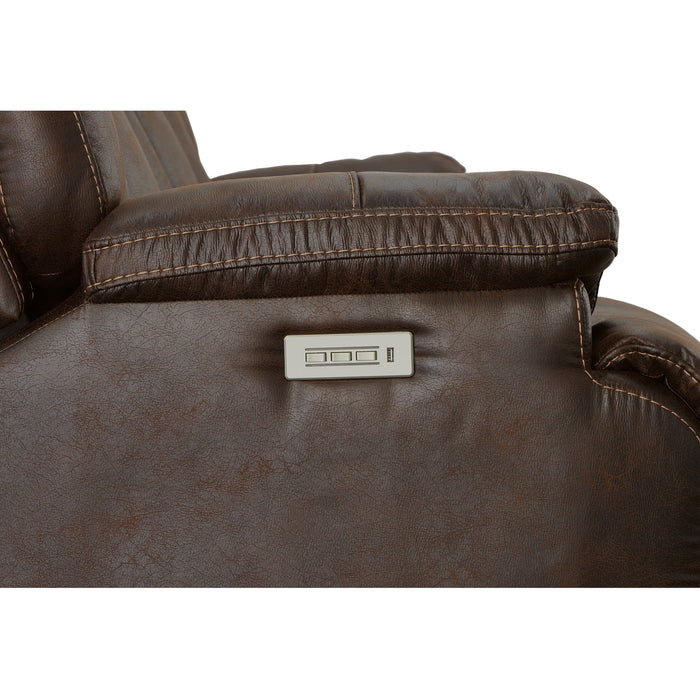 Clive Clove Fabric Power Reclining Sofa with Power Headrests & Lumbar