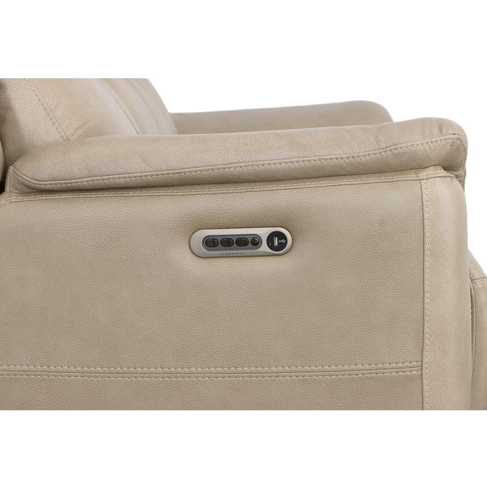 Crew Pebble Leather Power Reclining Sofa with Power Headrests & Lumbar