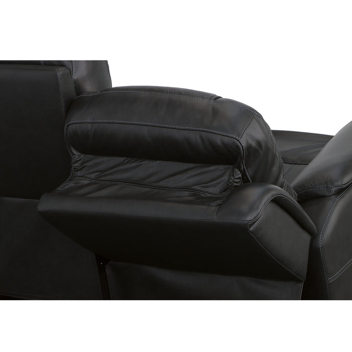 Crew Raven Leather Power Reclining Sofa with Power Headrests & Lumbar